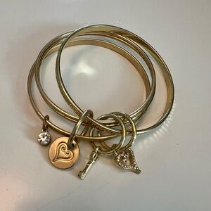 Disney Kingdom Hearts Gold Bangle Charm Bracelet Y2K Gamer Core Disneycore